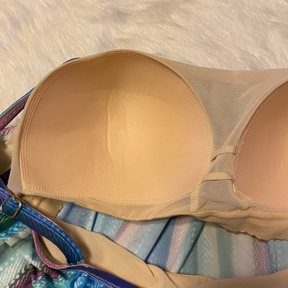 Swimsuits For All Swimsuit Tank Top‎ Womens Size 24 Blue Sleeveless Wireless - Picture 7 of 8